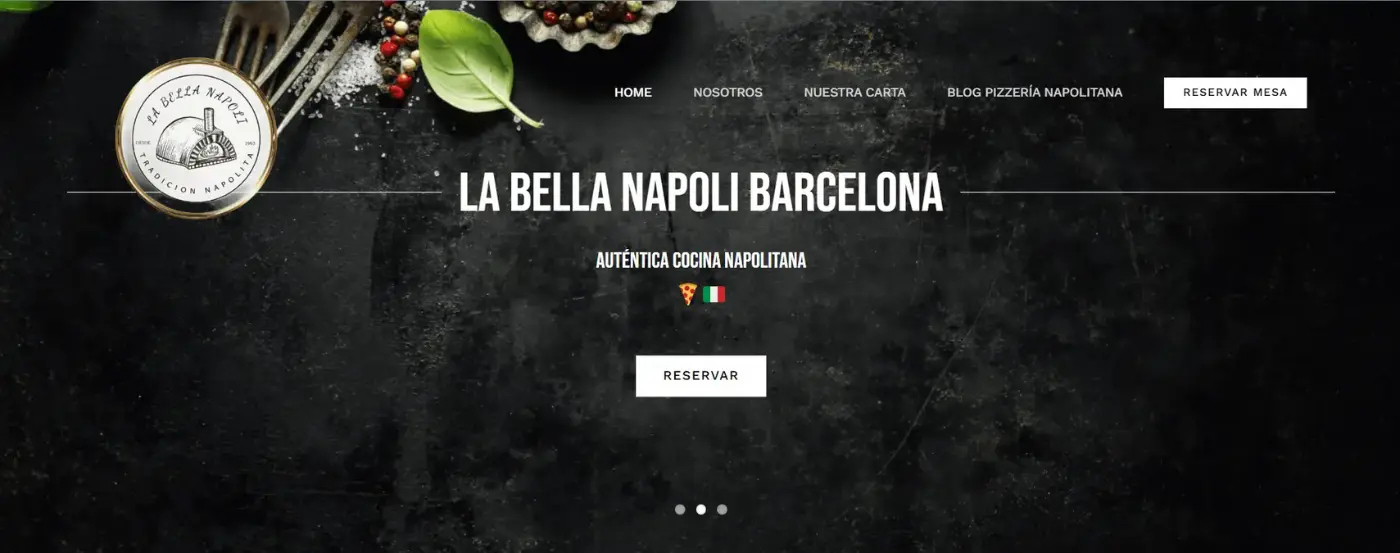Captura de la home de La Bella Napoli Barcelona